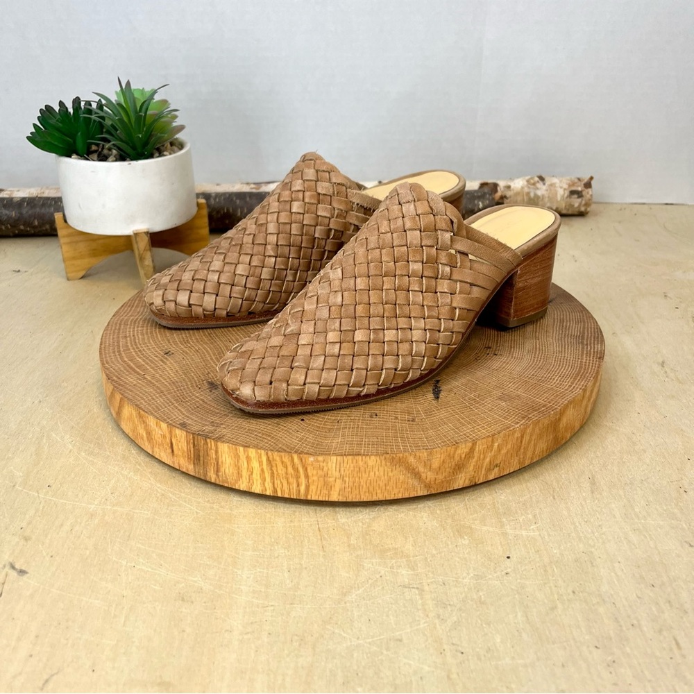 NWOB Nisolo All-Day Woven Heeled Mules Tan Leather Size 6.5 - Picture 4 of 15